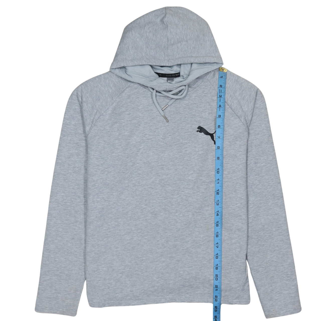 Puma Womens Grey Hoodie Size 14 Pullover Drawstring Logo Sweatshirt