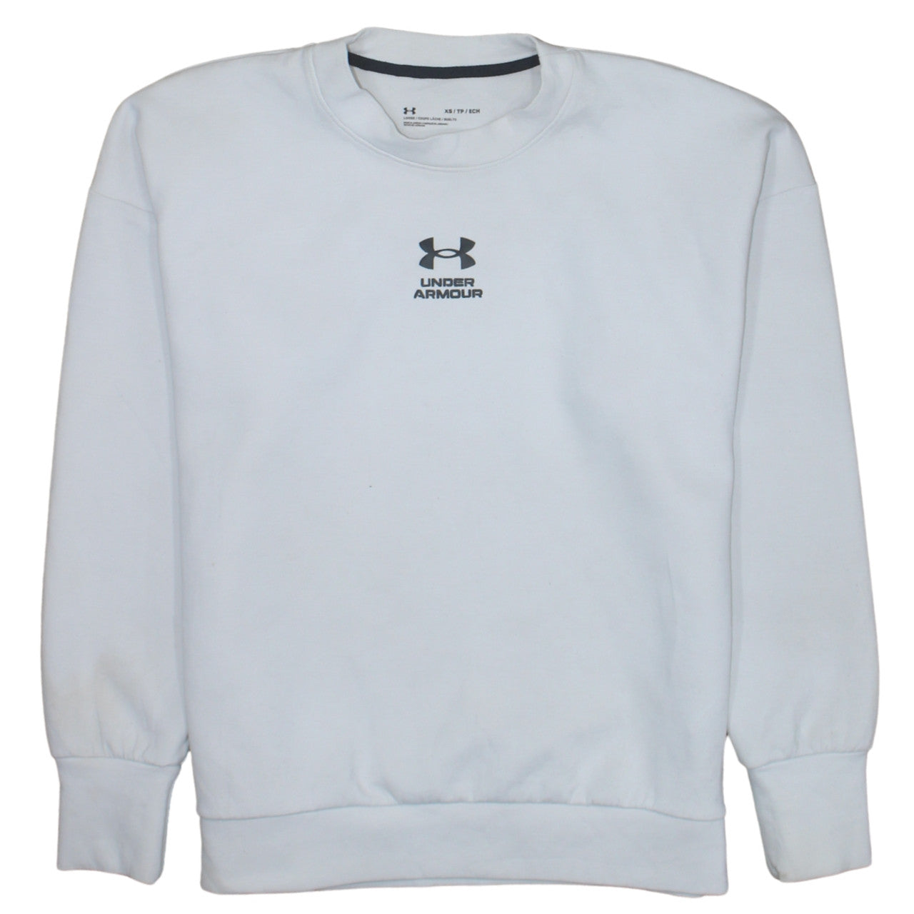 Under Armour Women White XS Pullover Sweatshirt Loose Fit Logo Crew