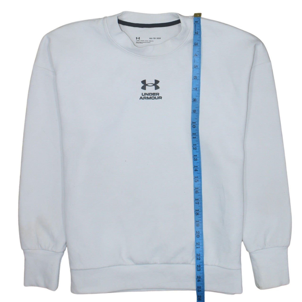 Under Armour Women White XS Pullover Sweatshirt Loose Fit Logo Crew