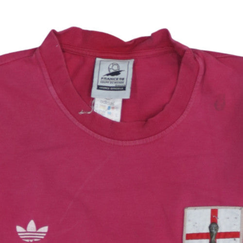 Adidas Womens Red England France 98 T-Shirt Size M Short Sleeve Sports Top
