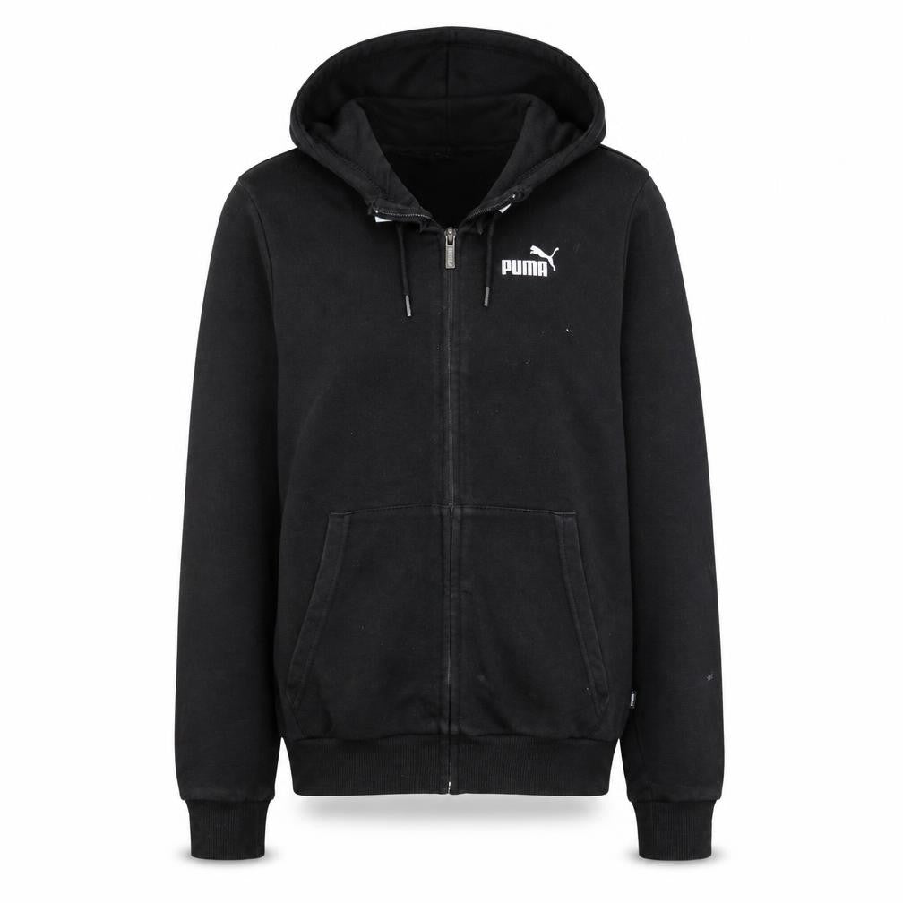 Front view of Puma Women's Black Full Zip Hoodie Small Cotton Blend Casual Wear