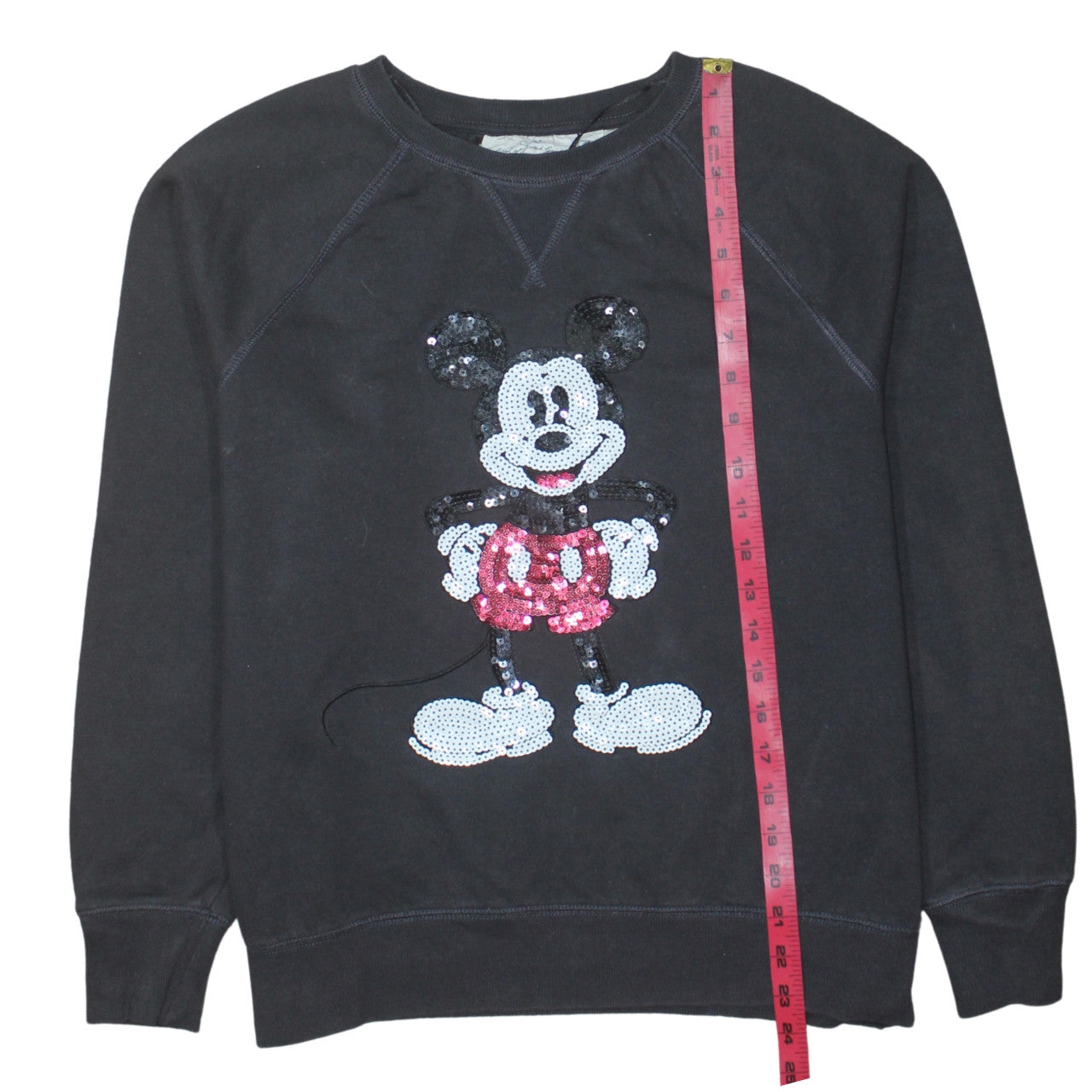 H&M Disney Womens Black Sequin Mickey Mouse Pullover Sweatshirt M