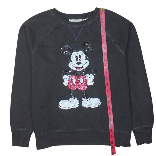 H&M Disney Womens Black Sequin Mickey Mouse Pullover Sweatshirt M