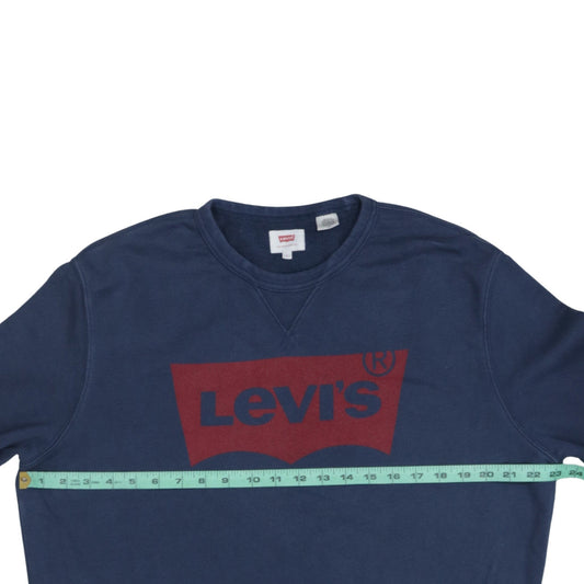 Levi's Mens Navy Blue Logo Crew Neck Sweatshirt Size L