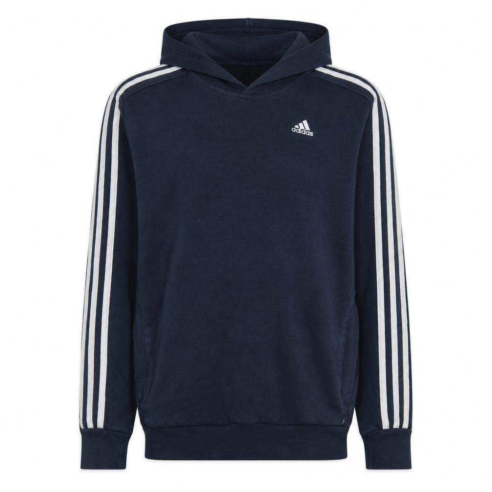 Front view of Adidas Men's Blue Pullover Hoodie L Sports Style Logo Sweatshirt