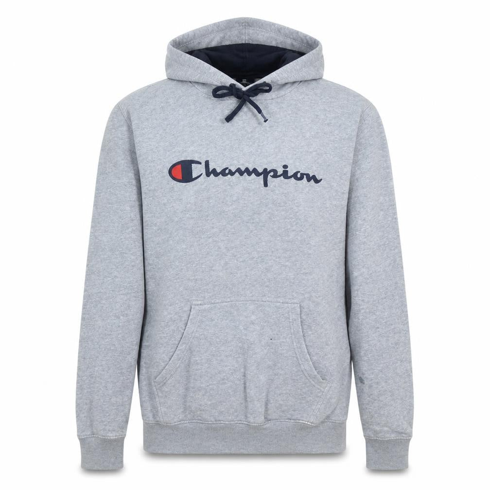 Champion Men's Grey Hoodie Medium Pullover Logo Cotton Blend