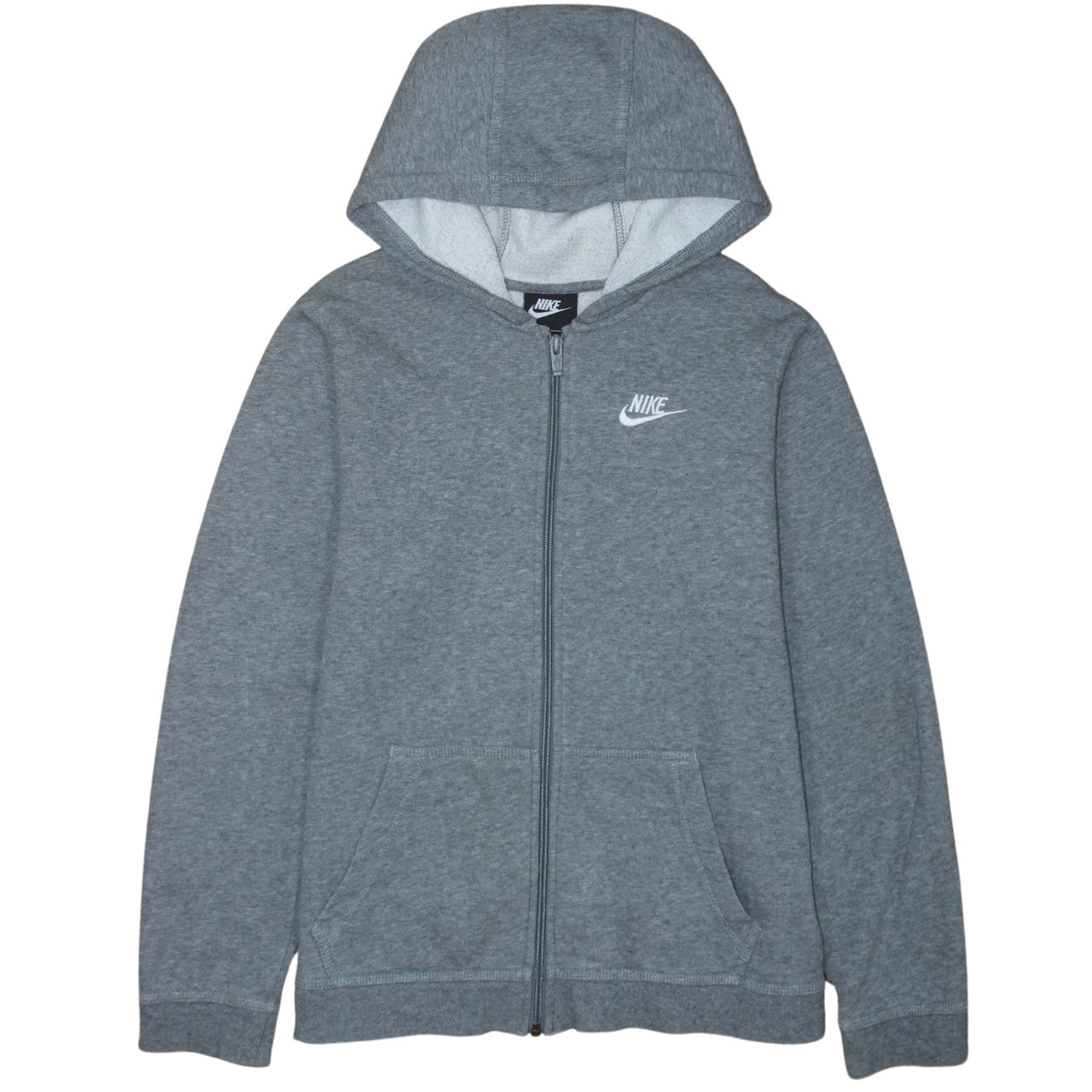 Nike Boys Grey Full Zip Hoodie XL 158-170cm Cotton Blend Casual