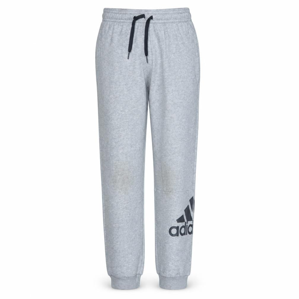 Front view of Adidas boys’ grey jogger sweatpants 11-12 years elastic waist activewear