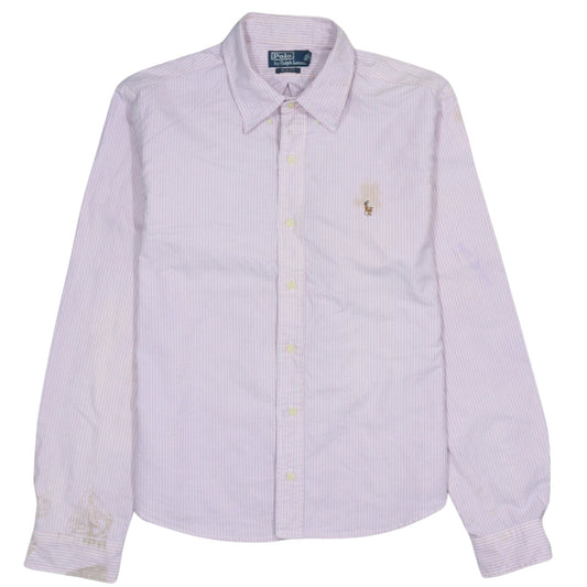 Ralph Lauren Men's Pink Slim Fit Striped Cotton Button-Up Shirt - M