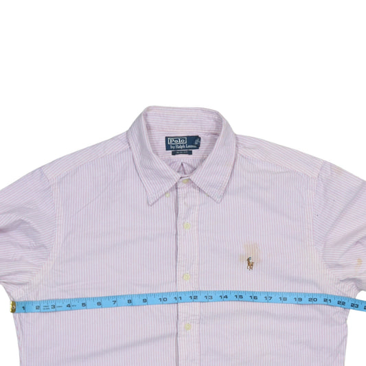 Ralph Lauren Men's Pink Slim Fit Striped Cotton Button-Up Shirt - M