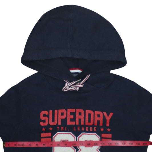 Superdry Women Blue L Jumper Dress Hooded Casual Fleece Knit