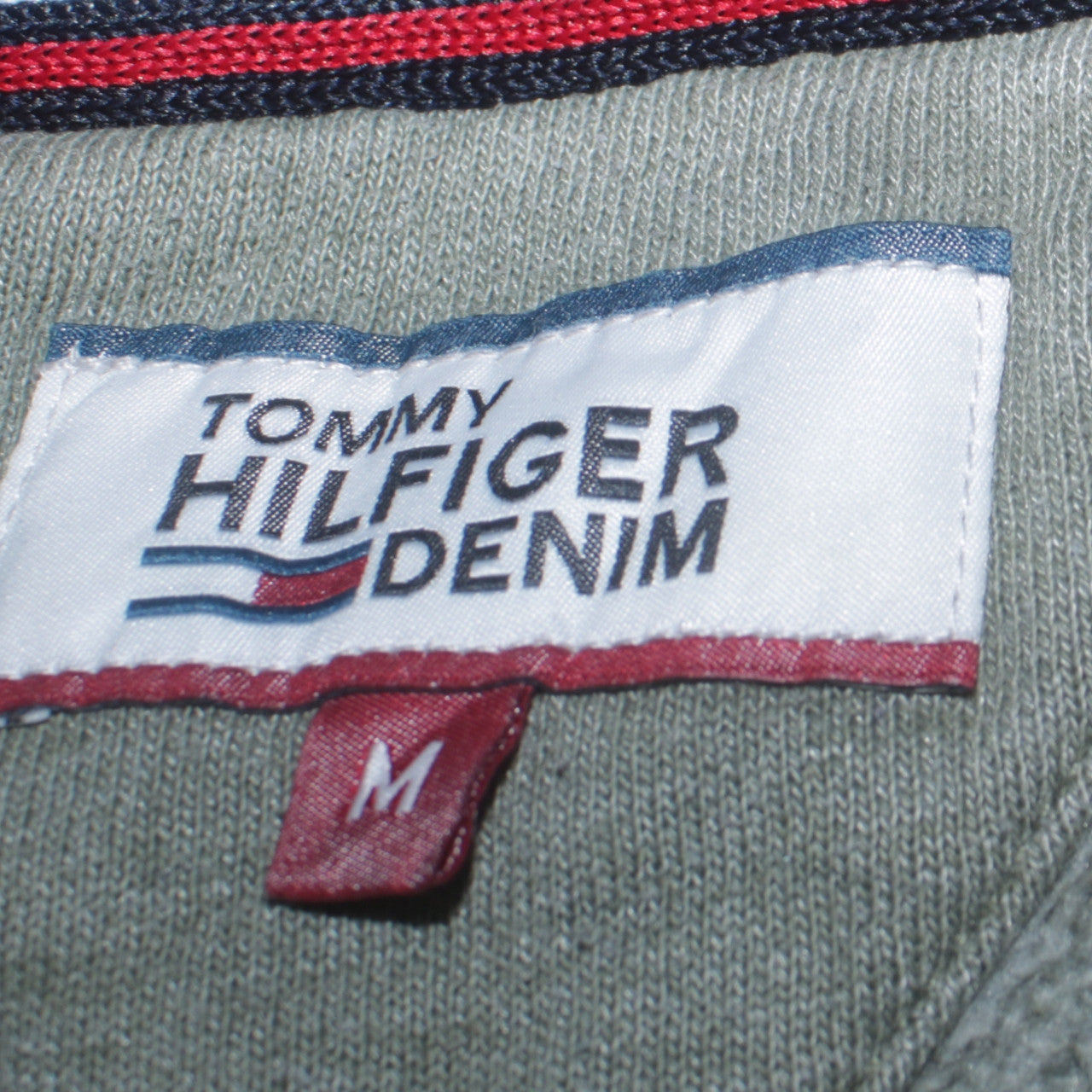 Tommy Hilfiger Denim Men's Green Pullover Hoodie M Cotton Blend