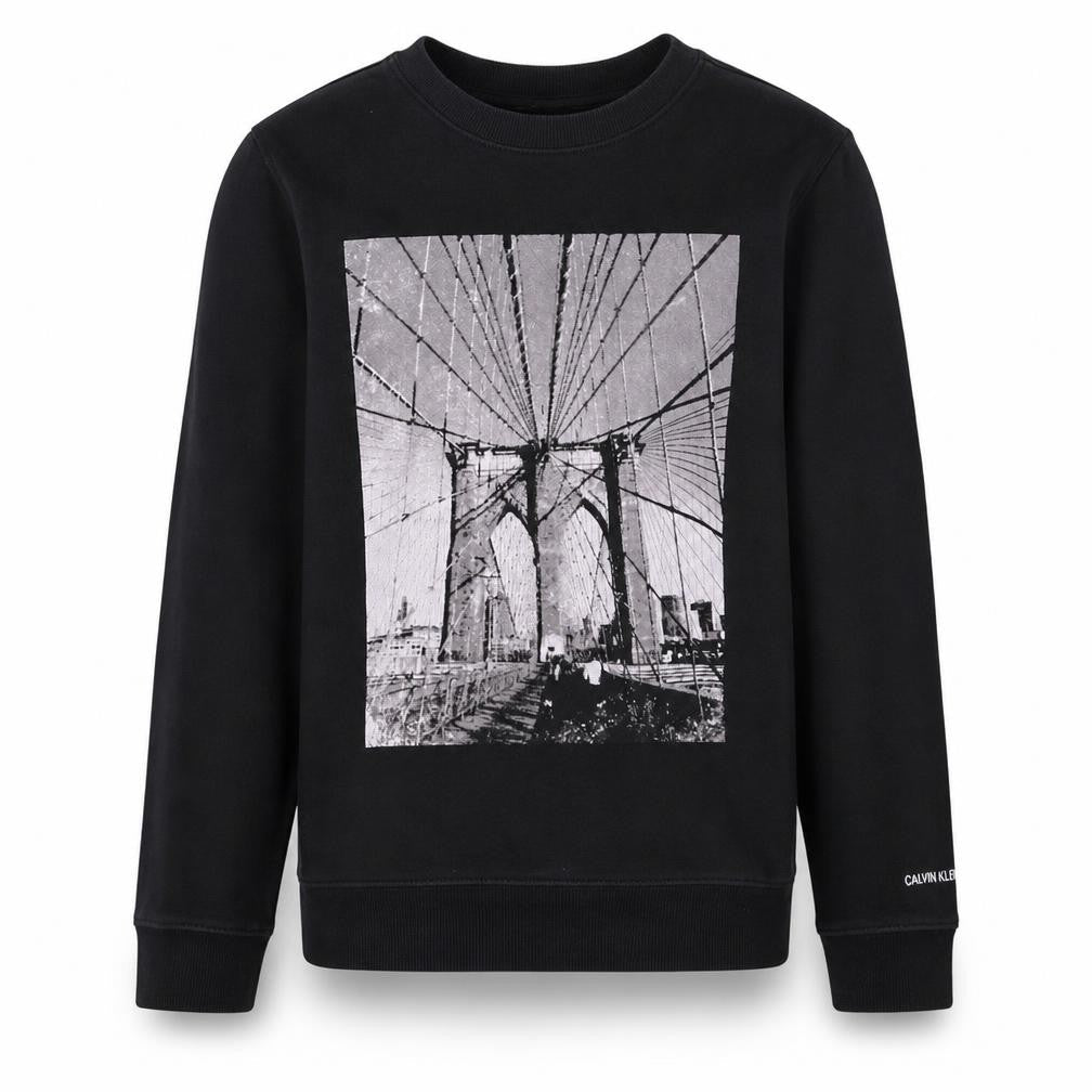 Calvin Klein Jeans Boys Black Graphic Print Pullover Sweatshirt Age 14