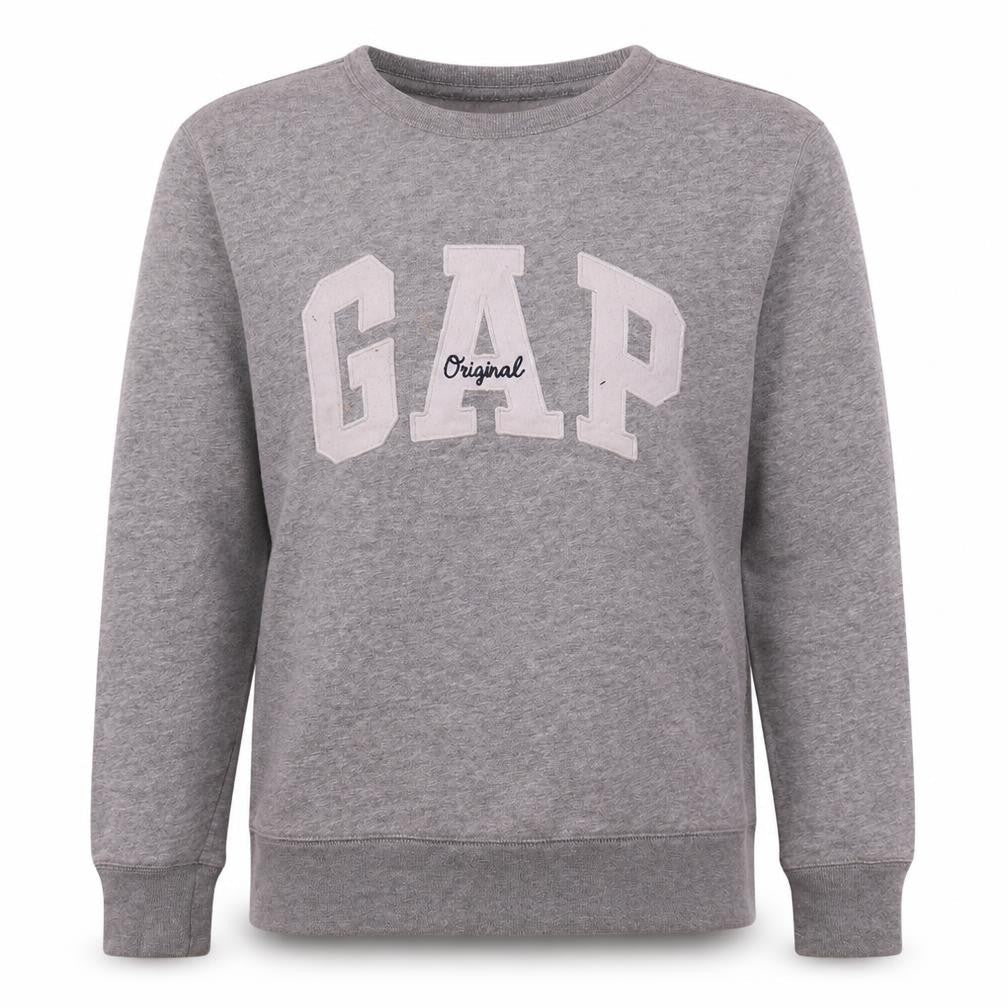 Gap Women Grey Original Logo Crew Neck Pullover Sweatshirt XS