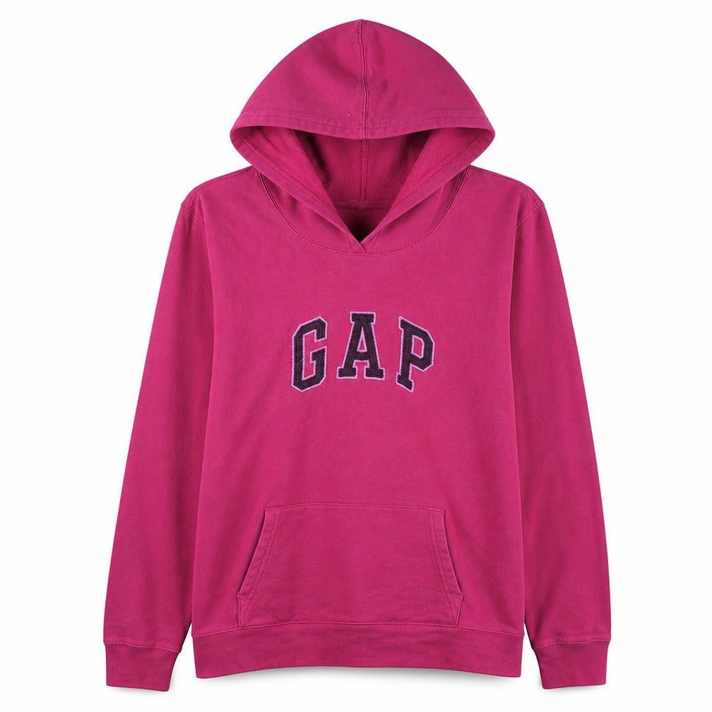 Gap Women Fuchsia Pink Pullover Hoodie L Logo Cotton Casual