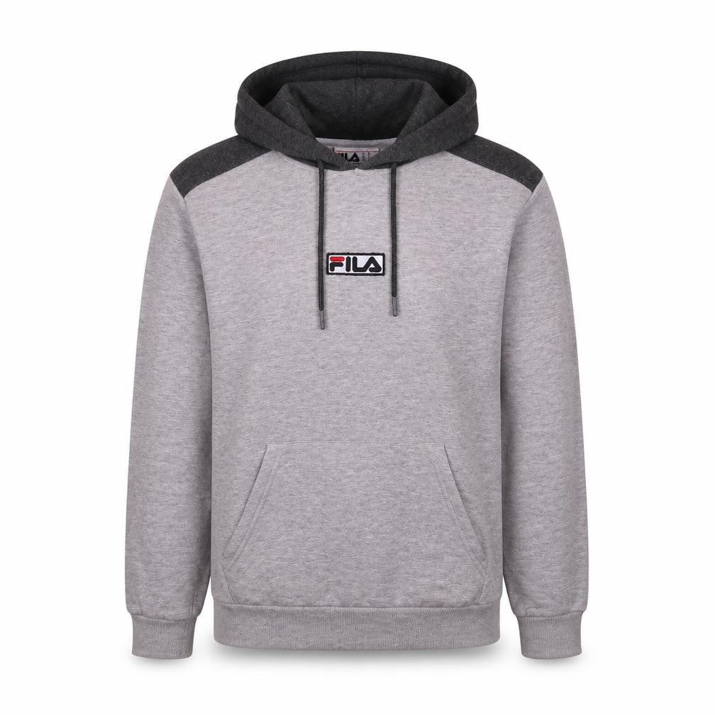 FILA Men's Grey Pullover Hoodie XS Logo Fleece Sports Sweatshirt