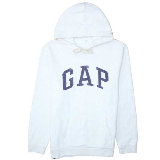 GAP Women White Pullover Hoodie L Cotton Blend Logo Casual