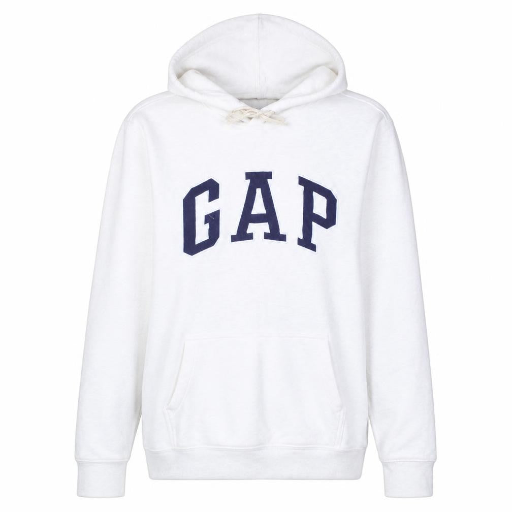 Gap Women White Pullover Hoodie L Cotton Blend Logo Casual