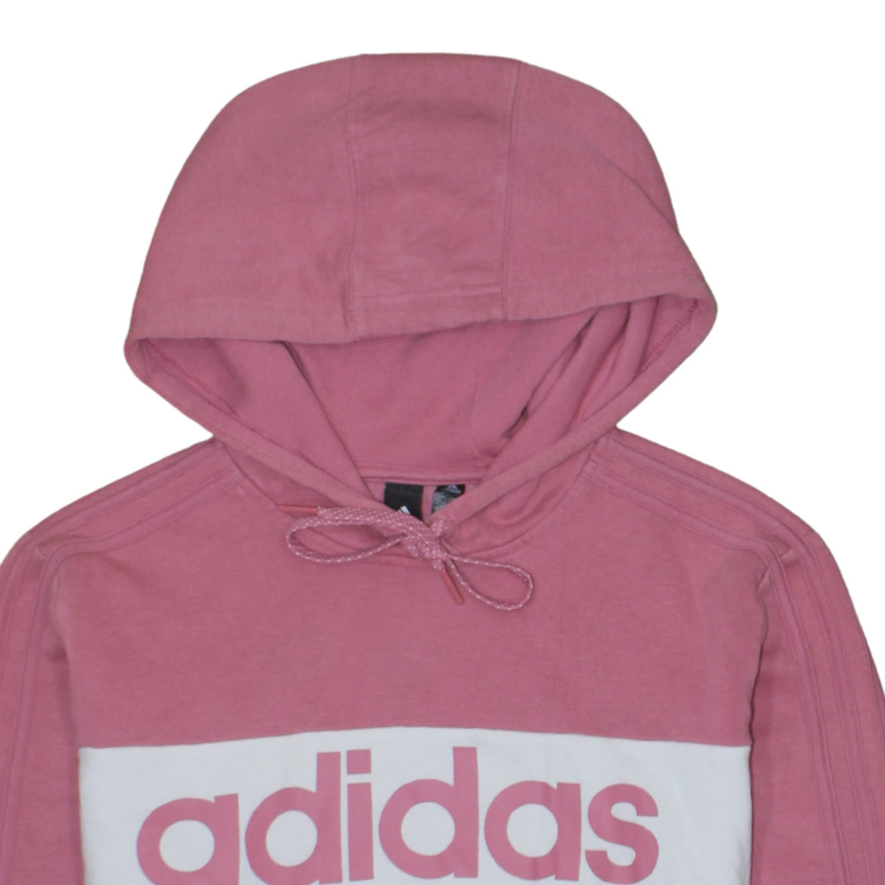 Adidas Womens Pink & Navy Pullover Hoodie L 16-18 Logo Sweatshirt