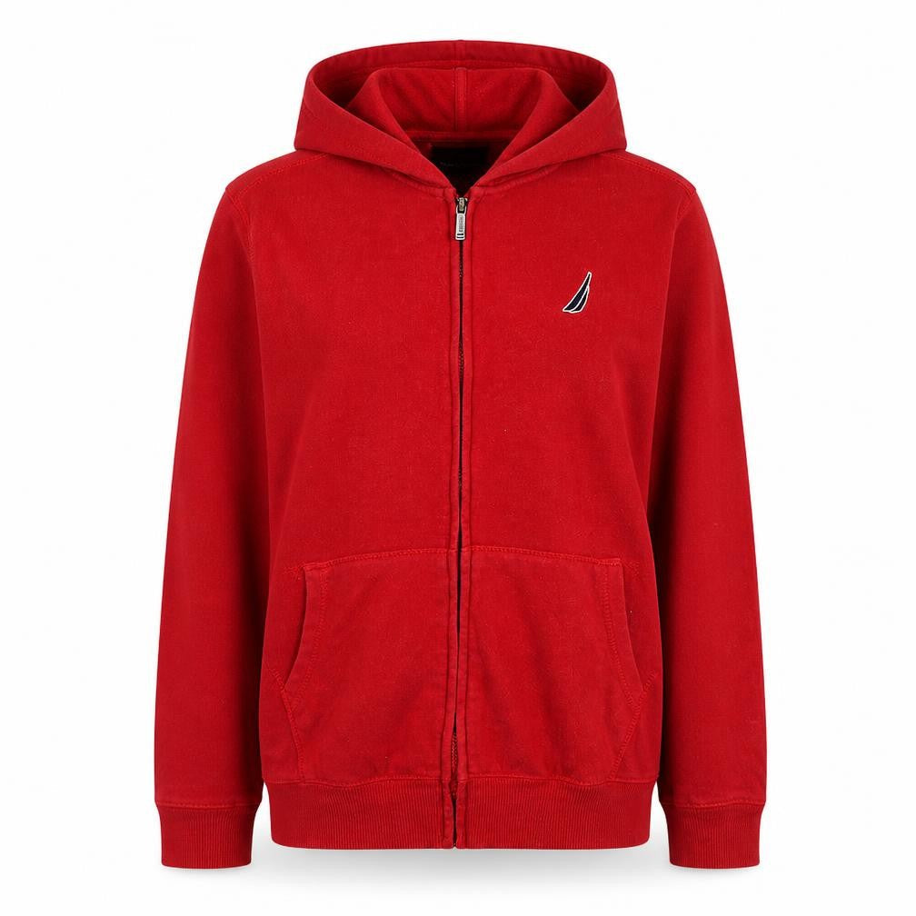 Nautica Teens Red Full Zip Hoodie Sweatshirt Size 14/16 Cotton Blend