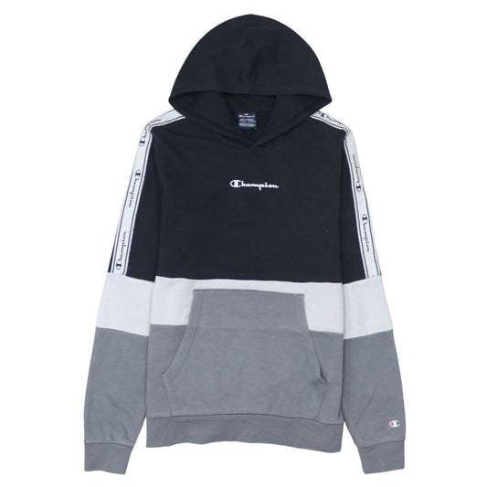 Champion Boys Colourblock 2XL Black Grey Pullover Hoodie Sweatshirt