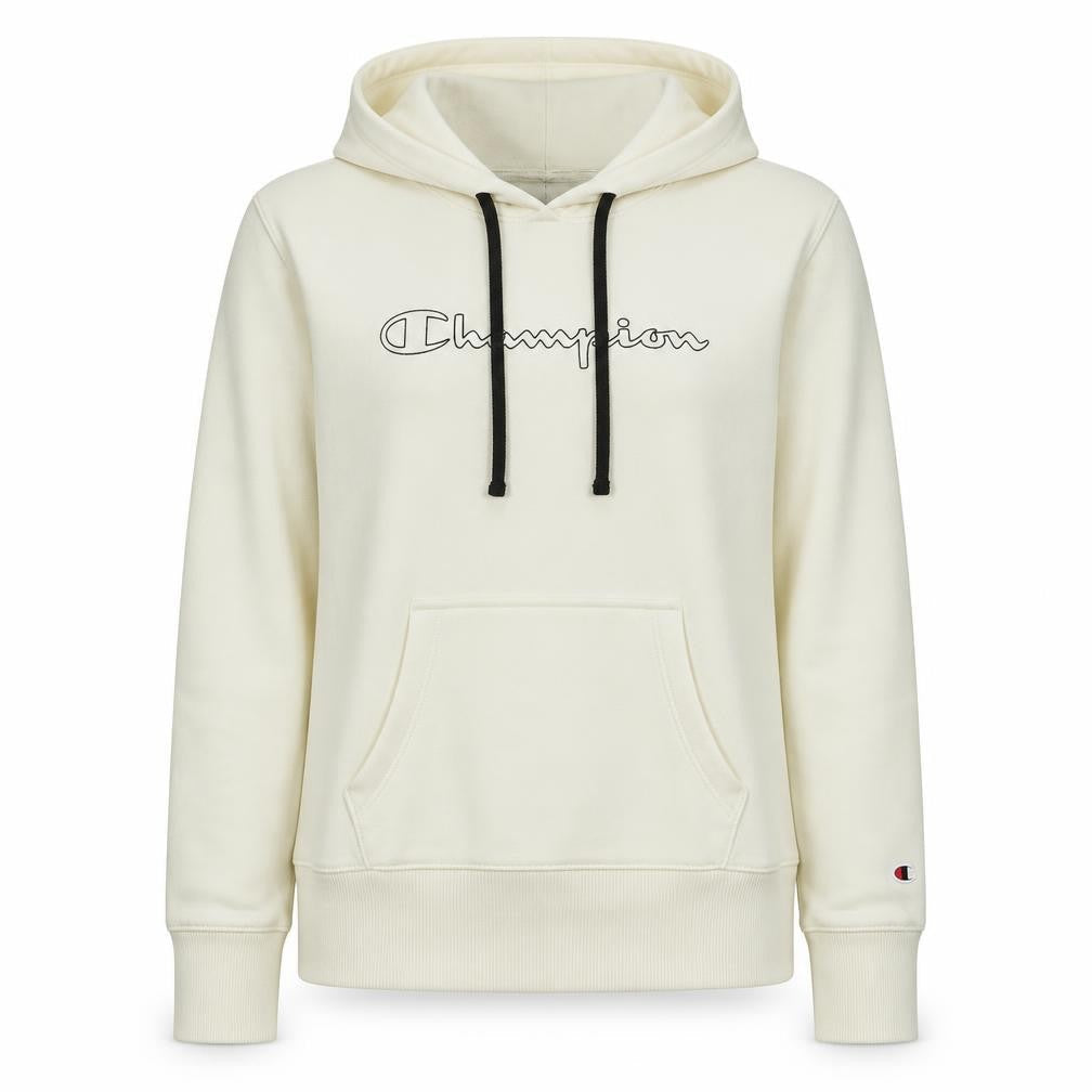 Champion Womens Beige Hoodie Medium Pullover Logo Hooded Sweatshirt