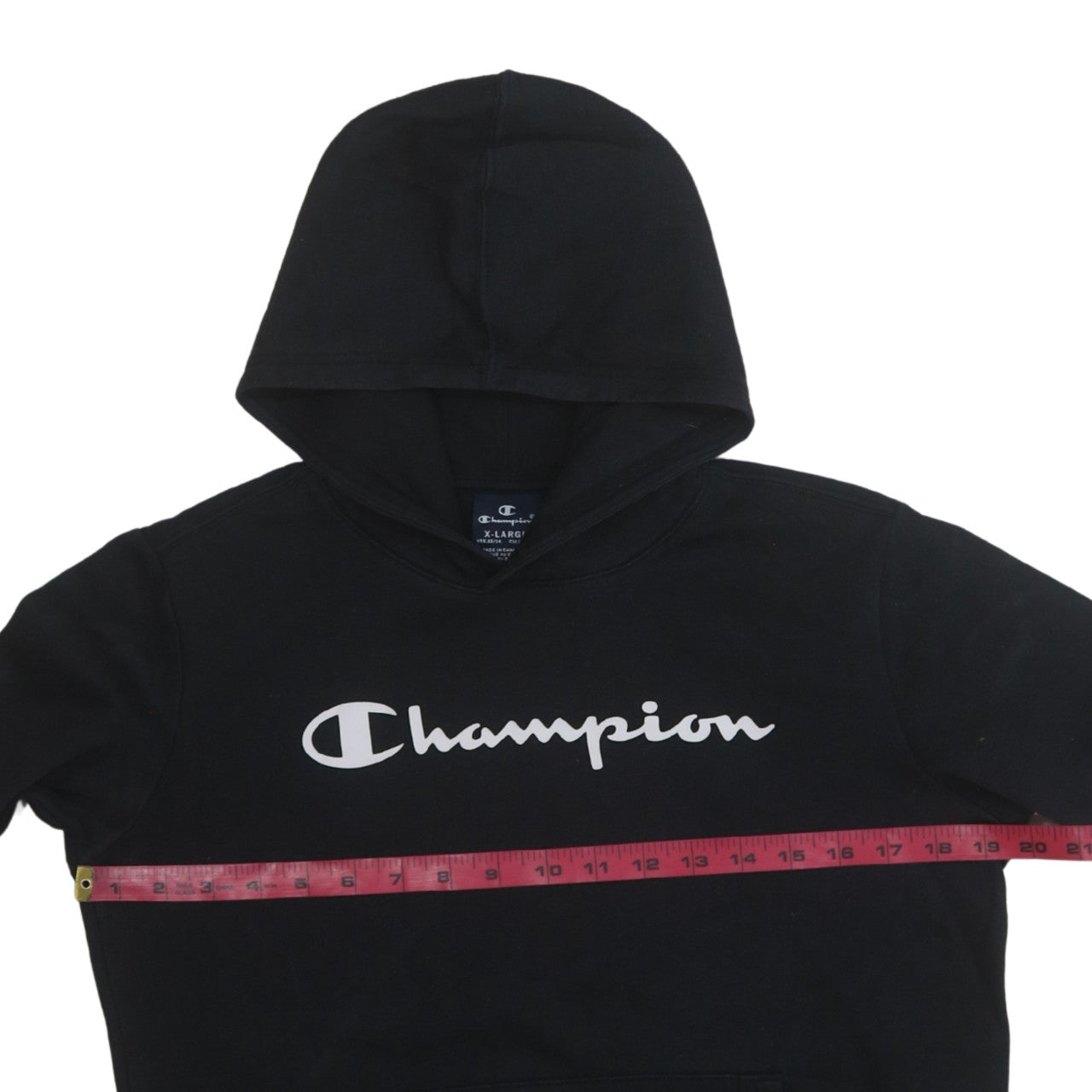 Champion Boys Black Pullover Hoodie 13-14 Years Fleece Lined Sweatshirt