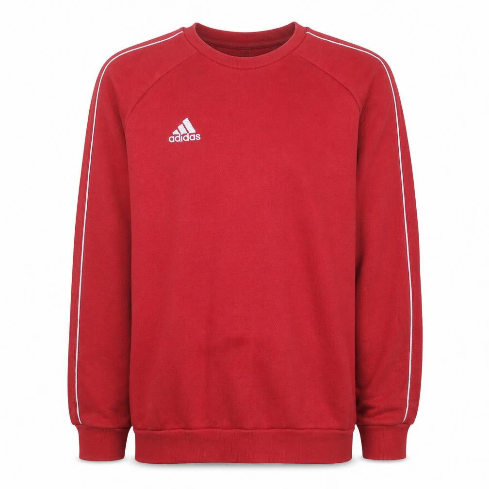 Front view of Adidas Men's Red Crew Neck Pullover Sweatshirt, size M, Fleece