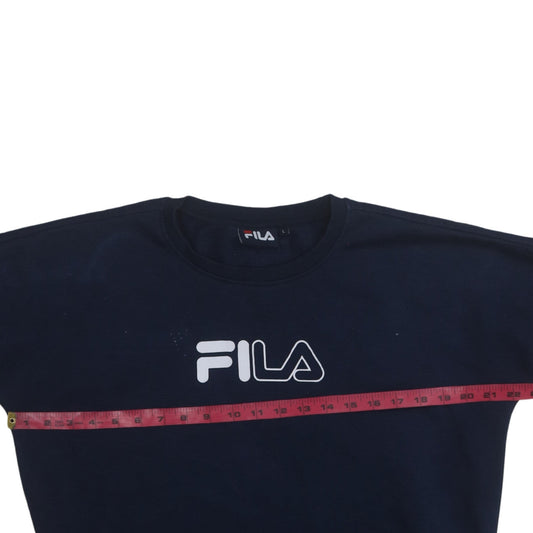 FILA Men's Blue Crew Neck Pullover Sweatshirt Size L Logo Retro Sports