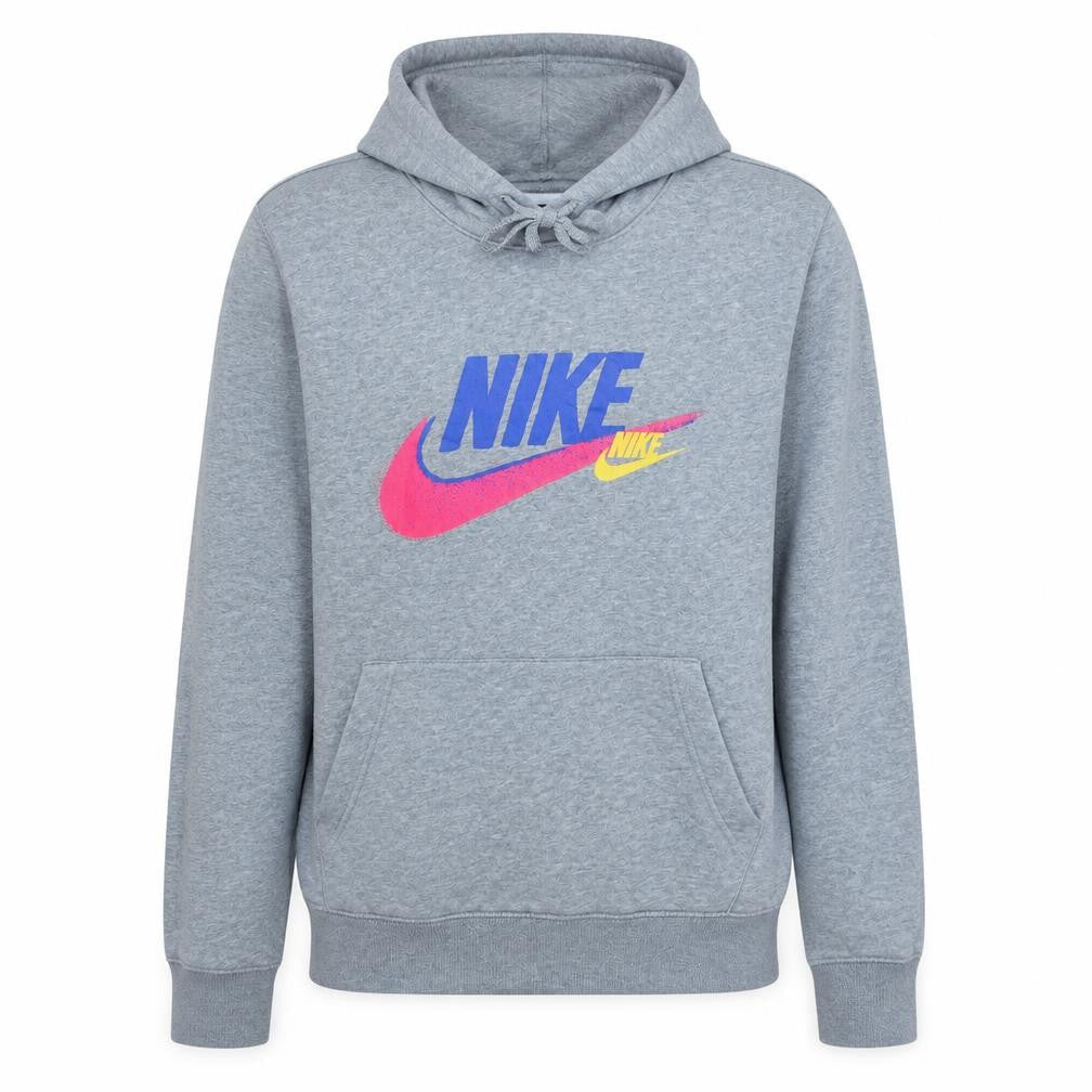 Nike Womens Grey Hoodie Small Pullover Graphic Logo Cotton Blend