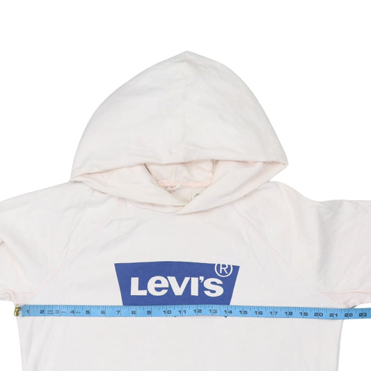 Levi's Women Beige Hooded Pullover Sweatshirt Medium Logo Graphic