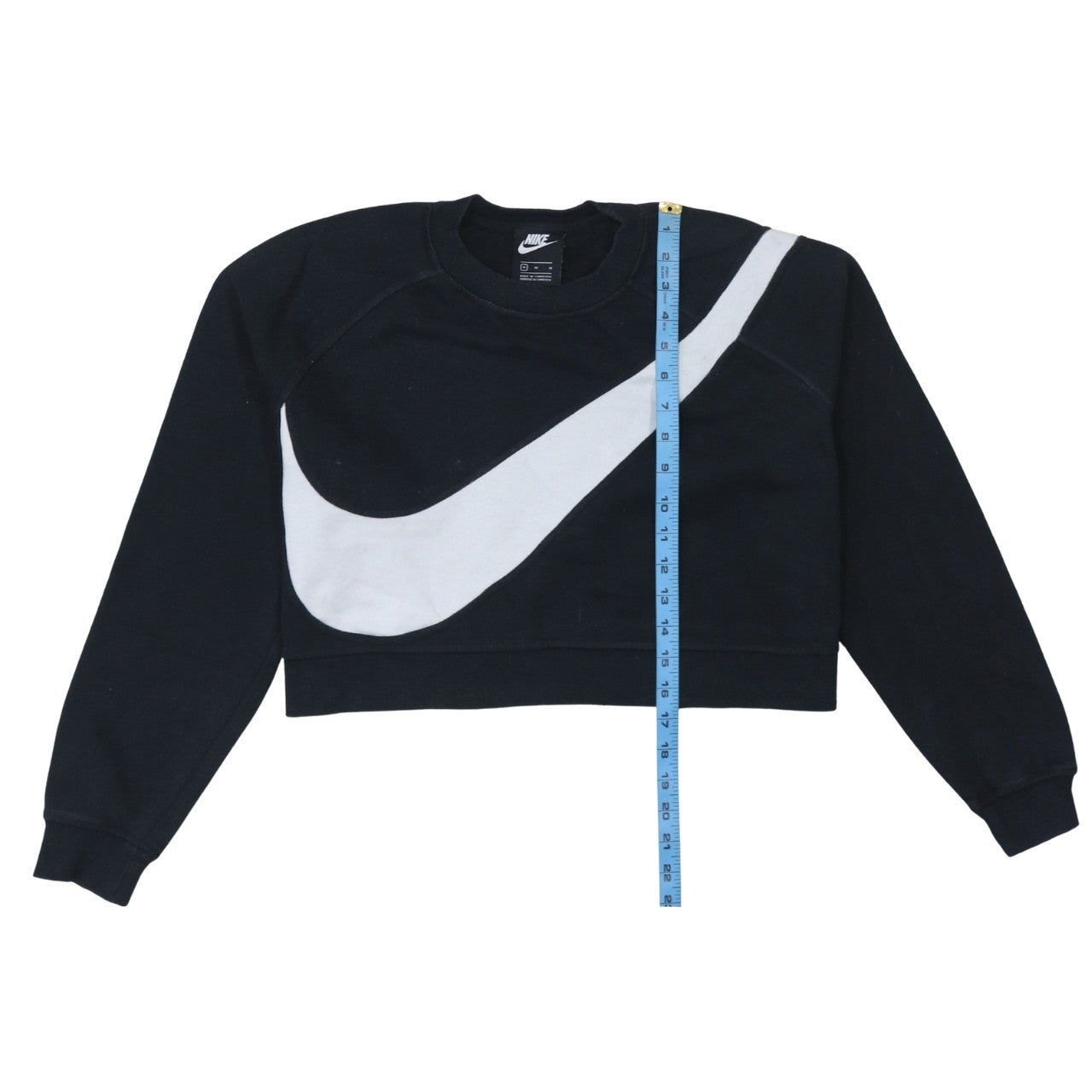Nike Women Black Medium Cropped Pullover Sweatshirt Logo Print