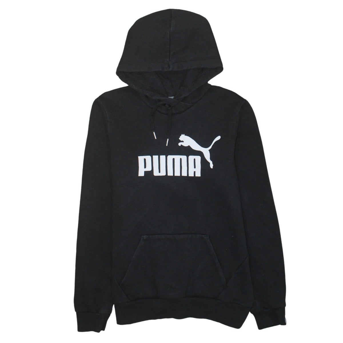 Additional front view of PUMA women’s black hoodie, size UK 10, pullover hooded sweatshirt
