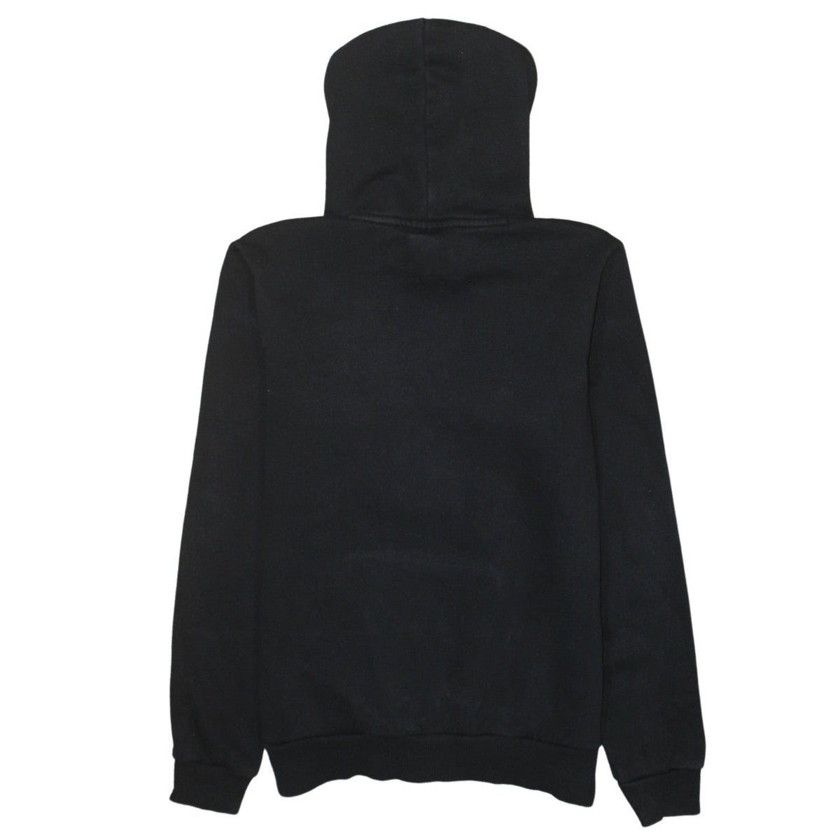 Close-up detail of PUMA women’s black hoodie, size UK 10, pullover hooded sweatshirt