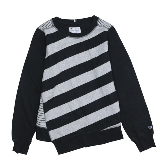 Champion Womens Black Grey Striped Pullover Sweatshirt Size S
