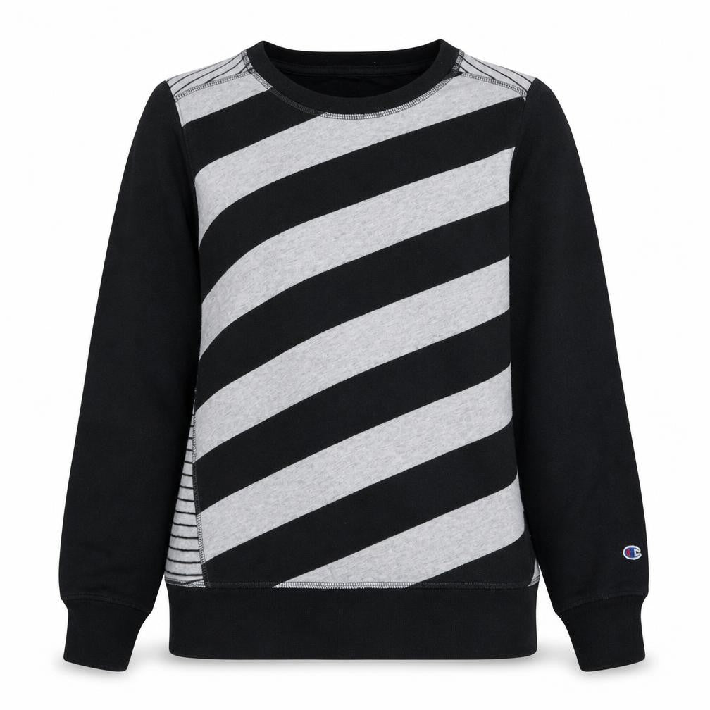 Champion Womens Black Grey Striped Pullover Sweatshirt Size S