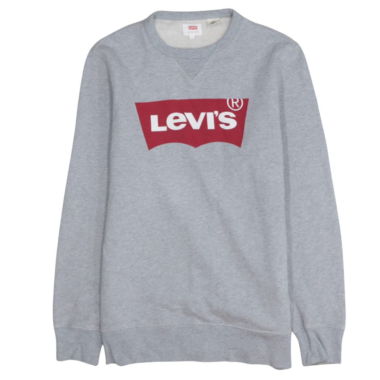 Levi's Mens Grey Sweatshirt S Regular Fit Crew Neck Logo Pullover