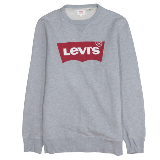 Levi's Mens Grey Sweatshirt S Regular Fit Crew Neck Logo Pullover