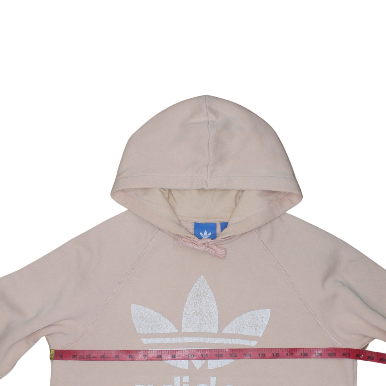 Adidas Women Beige Pullover Hoodie Medium Hooded Logo Sweatshirt