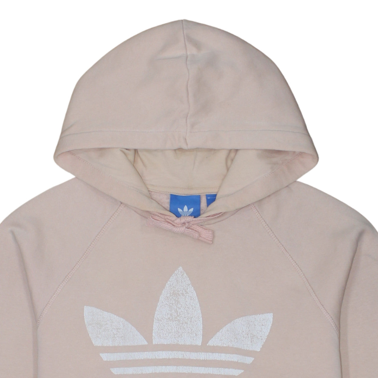 Adidas Women Beige Pullover Hoodie Medium Hooded Logo Sweatshirt