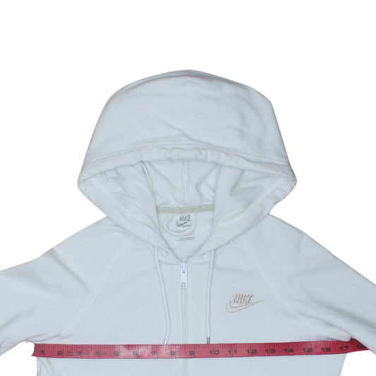 Nike Womens White Full Zip Hoodie Size 10 Cotton Blend Sportswear