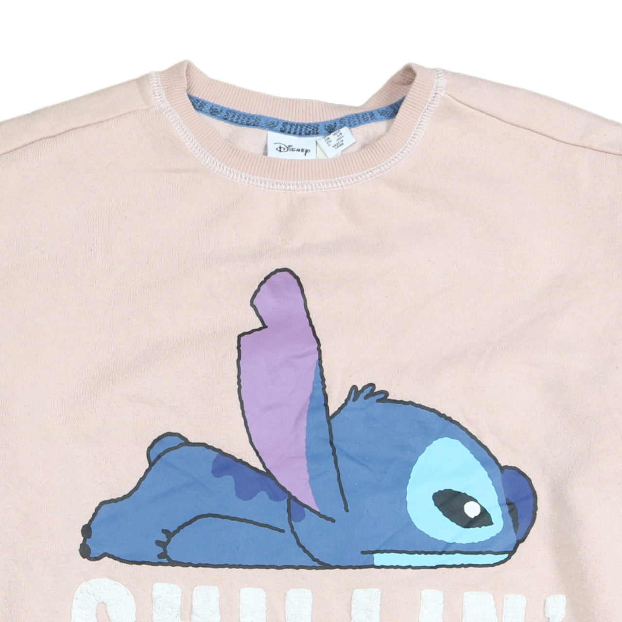 Disney Women Pink Stitch 'Chillin'' Pullover Sweatshirt Size 12