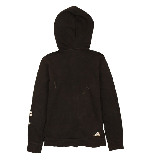 Adidas Womens Black Full Zip Hoodie Size M 12-14 Logo Sleeve