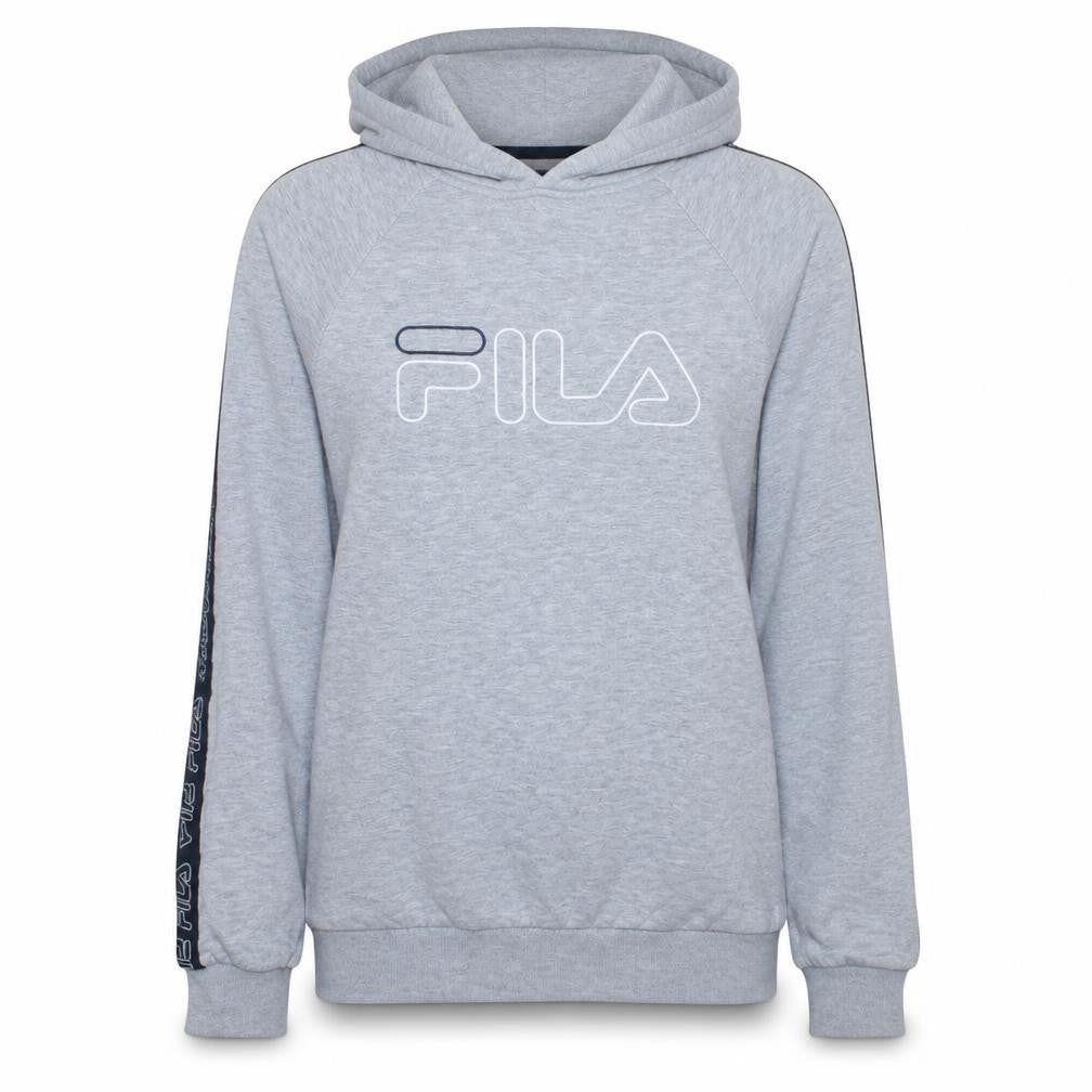 Fila Womens Grey Pullover Hoodie XS Logo Tape Detail