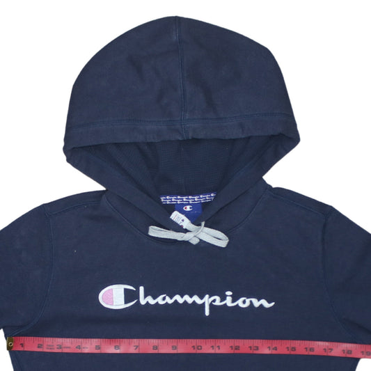 Champion Women's Navy Blue Medium Pullover Hoodie with Logo