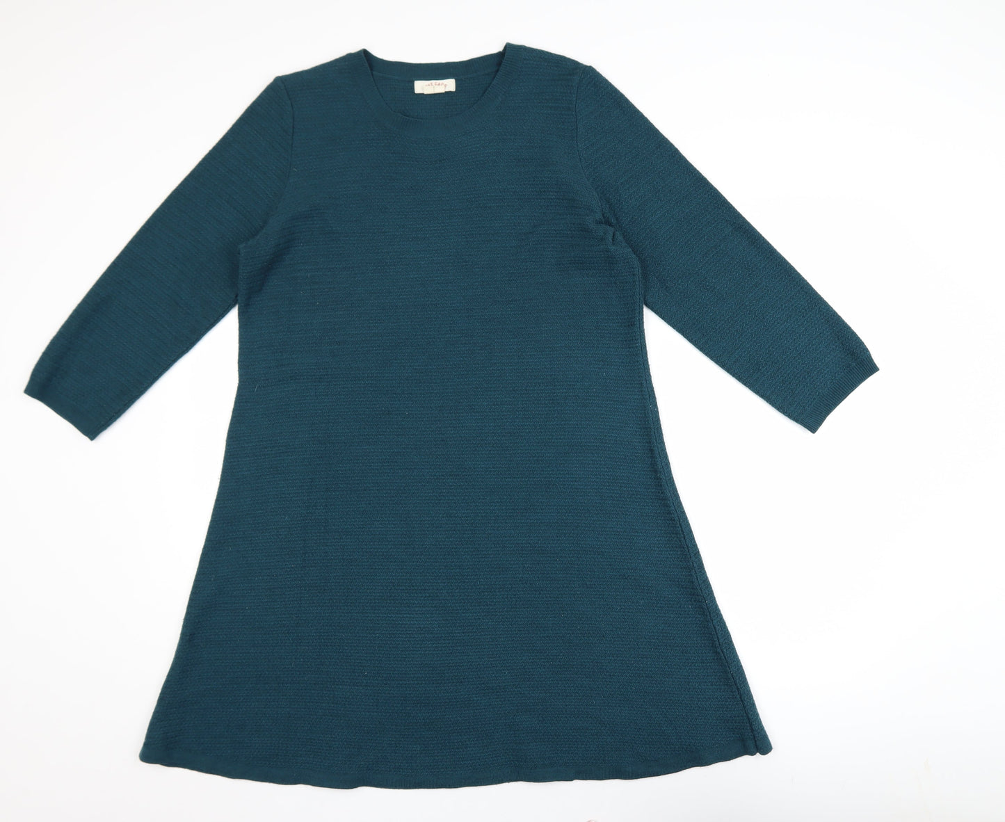 FatFace Women’s Green Knit A-Line Dress Size 16 3/4 Sleeve