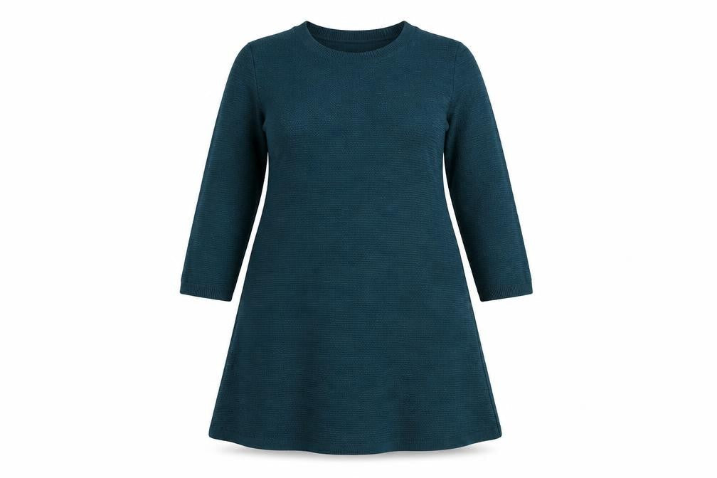 FatFace Women’s Green Knit A-Line Dress Size 16 3/4 Sleeve
