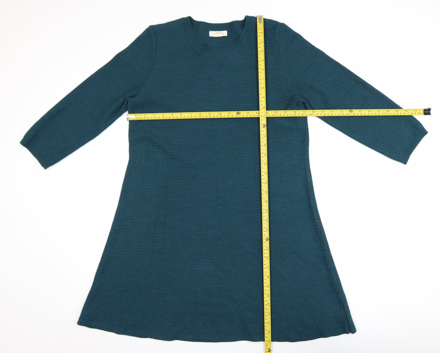 FatFace Women’s Green Knit A-Line Dress Size 16 3/4 Sleeve