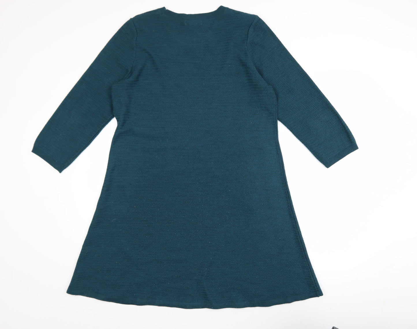 FatFace Women’s Green Knit A-Line Dress Size 16 3/4 Sleeve