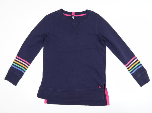 Joules Womens Blue Rainbow Stripe Cotton Crew Neck Jumper UK 8